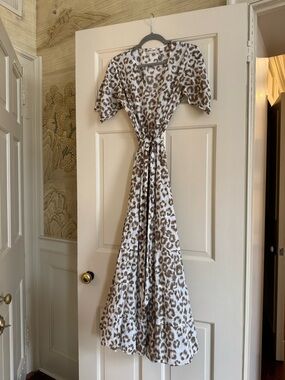 Lola Australia Leopard Print Wrap Maxi Dress in Brown and White